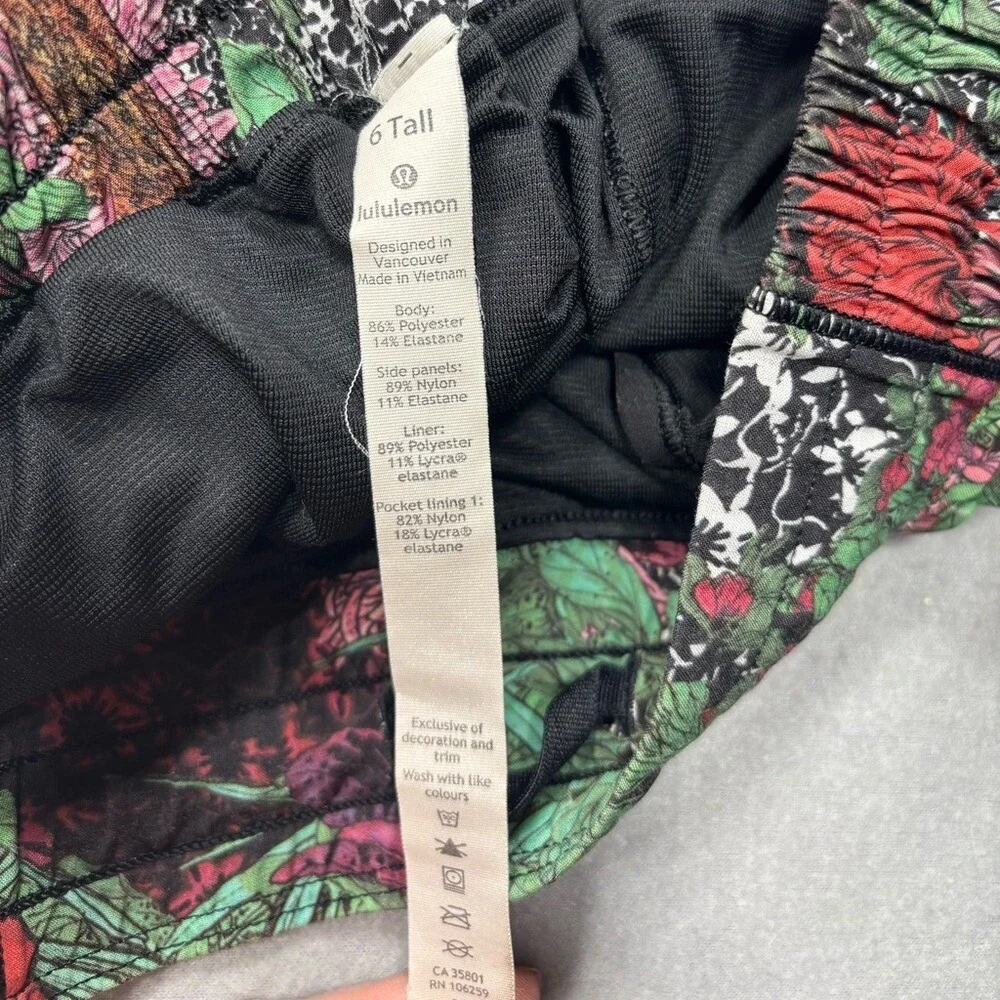 Lululemon 6 Tall Hotty Hot Short‎ II Zen Garden Multicolored Black Mesh 4 Inseam - Picture 8 of 15